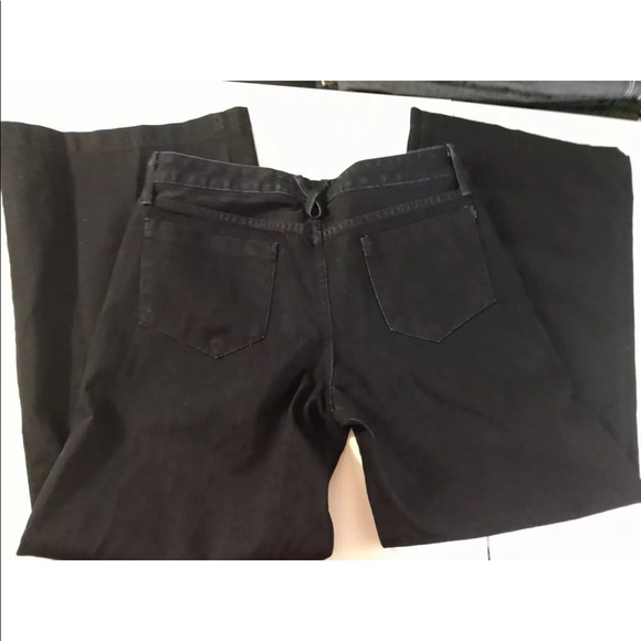 GOLDSIGN Short Orchid Denim Jeans Flare Wide Leg Dark Wash Mid Rise Bell Bottoms - Picture 6 of 9